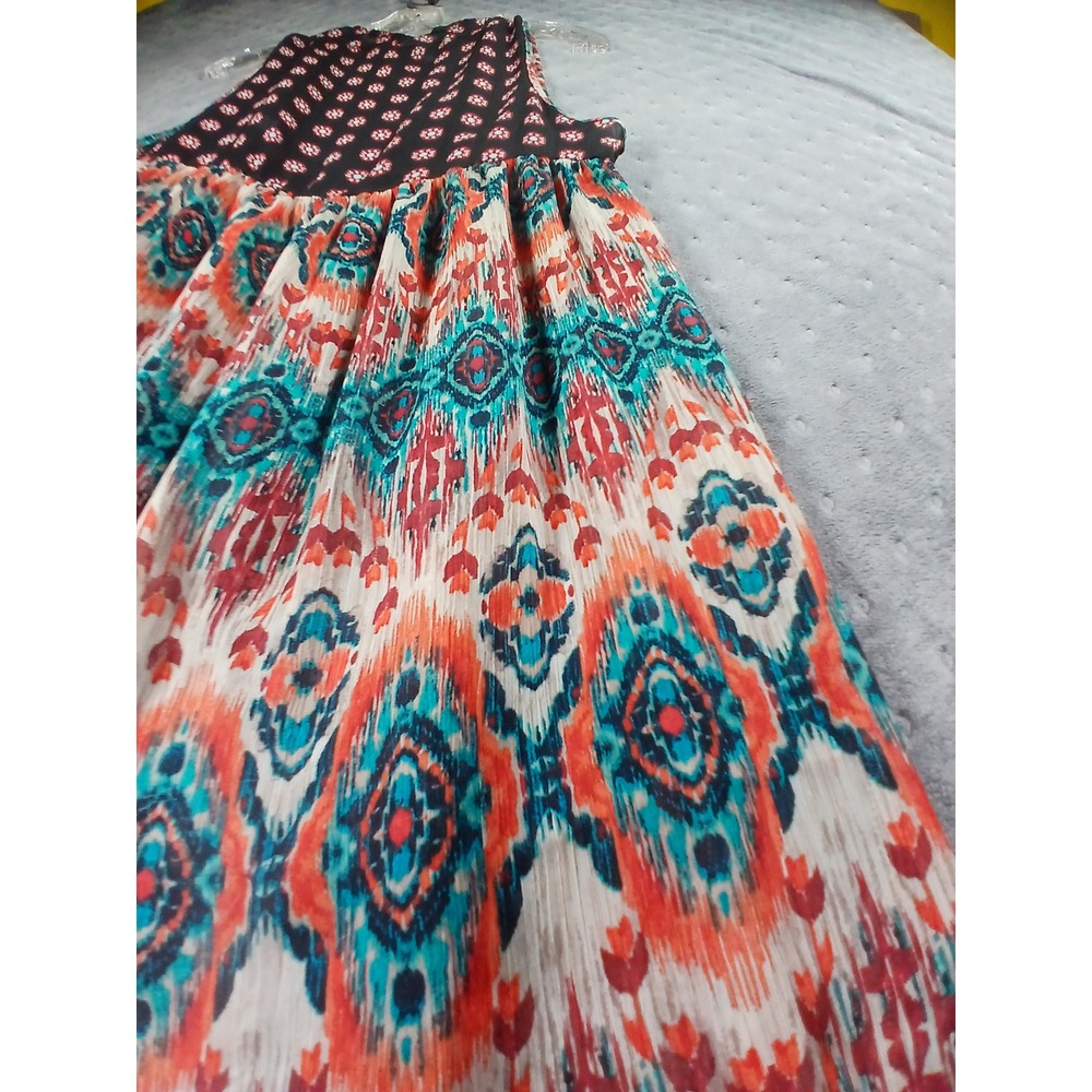 Exhilaration. Boho Open Front Vest Ikat Floral. Casual Layering Resort/Beach - Picture 3 of 6
